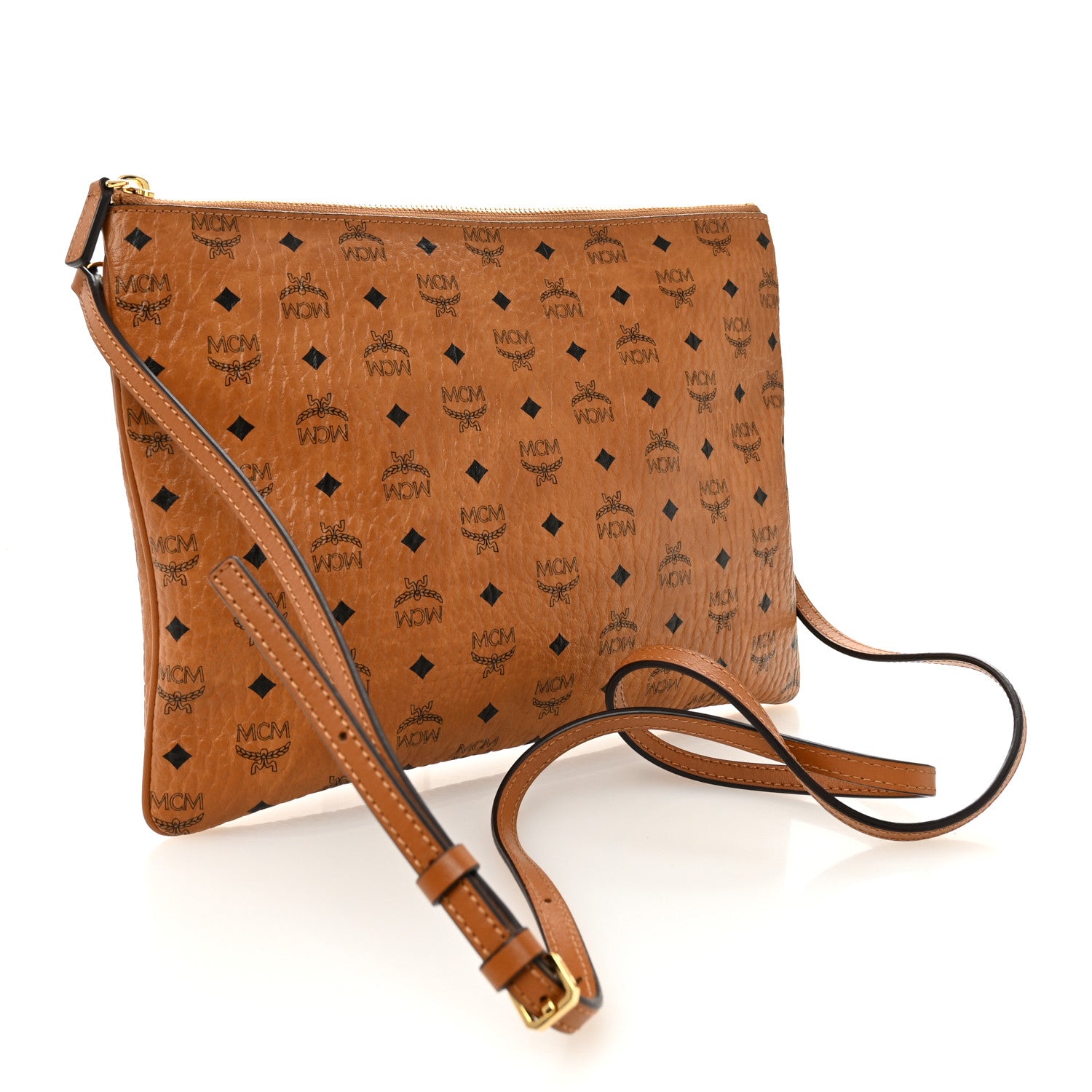 MCM Visetos Medium Crossbody Pouch Cognac 3 of 10