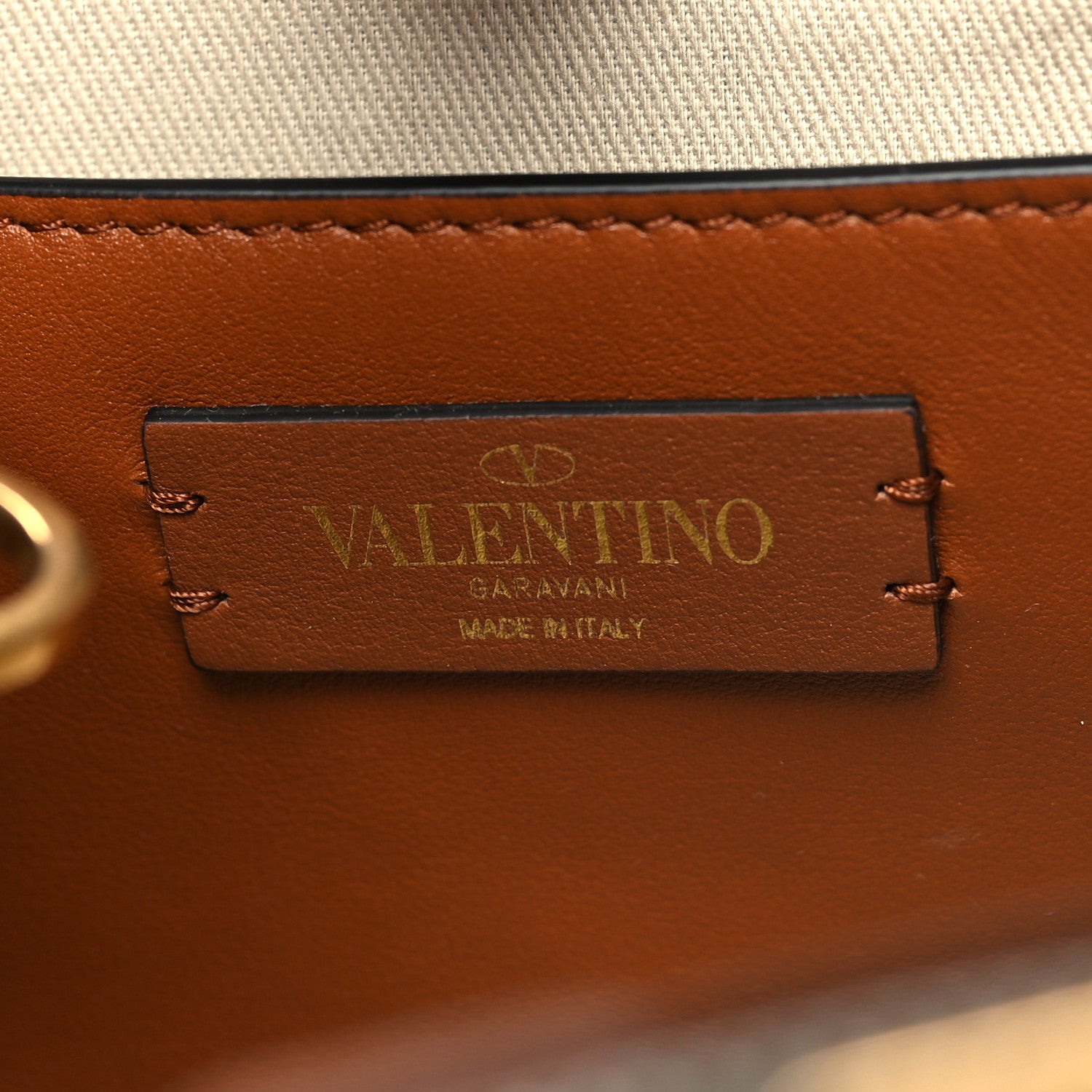 Valentino Garavani Canvas Calfskin Small Vlogo Signature Handbag Beige Selleria 6 of 10