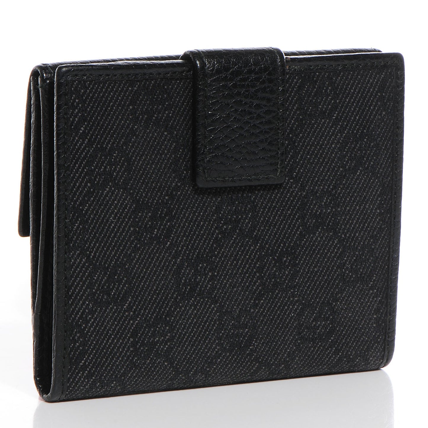 Denim Monogram French Flap Wallet Black