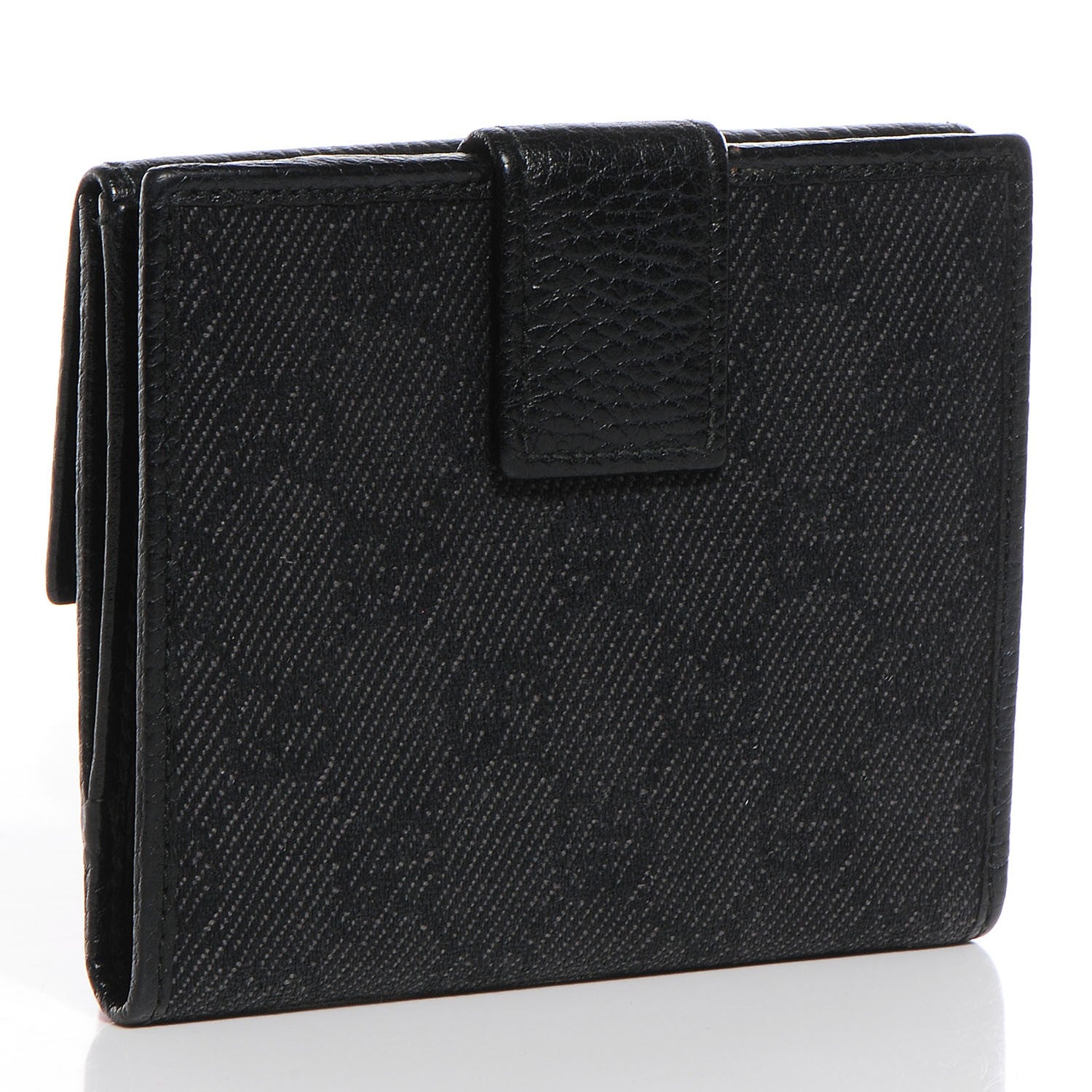 Gucci Denim Monogram French Flap Wallet Black 3 of 7