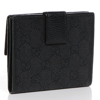 Gucci Denim Monogram French Flap Wallet Black 3 of 7