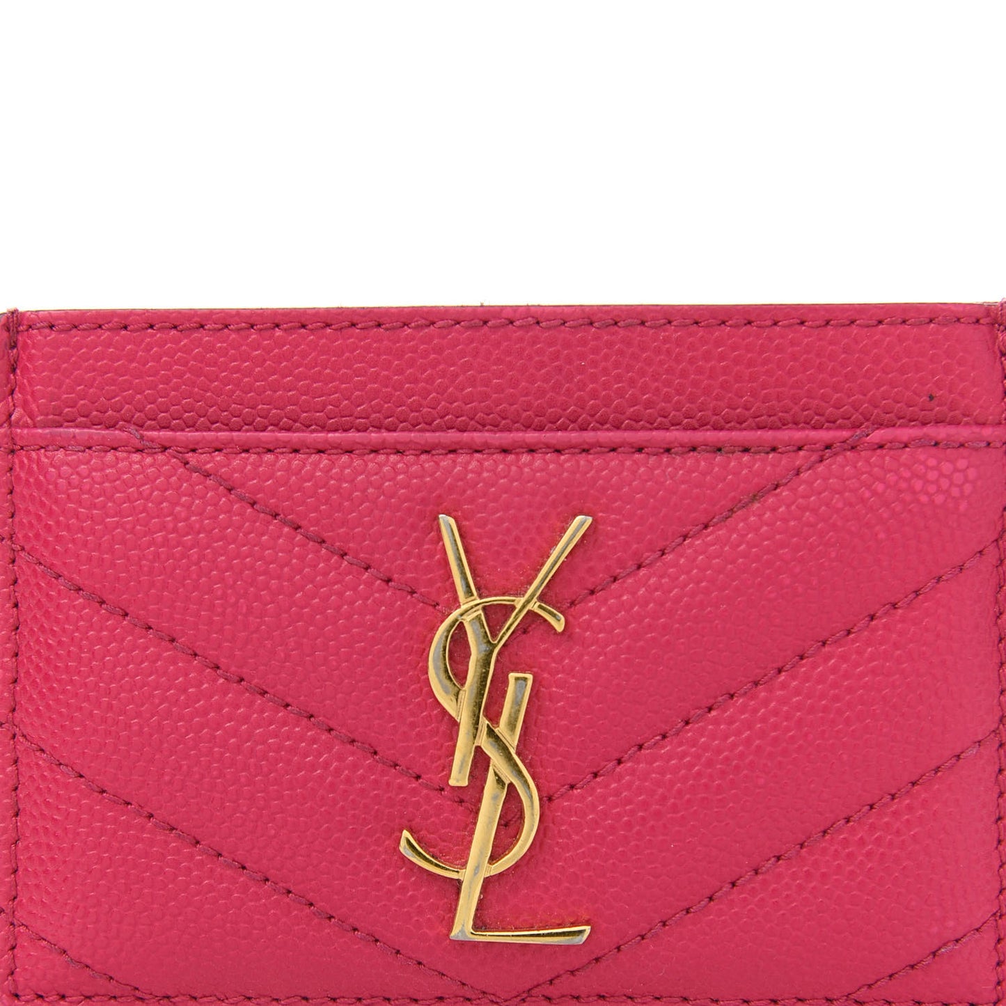 Grain De Poudre Matelasse Chevron Monogram Credit Card Case Fresh Fuxia
