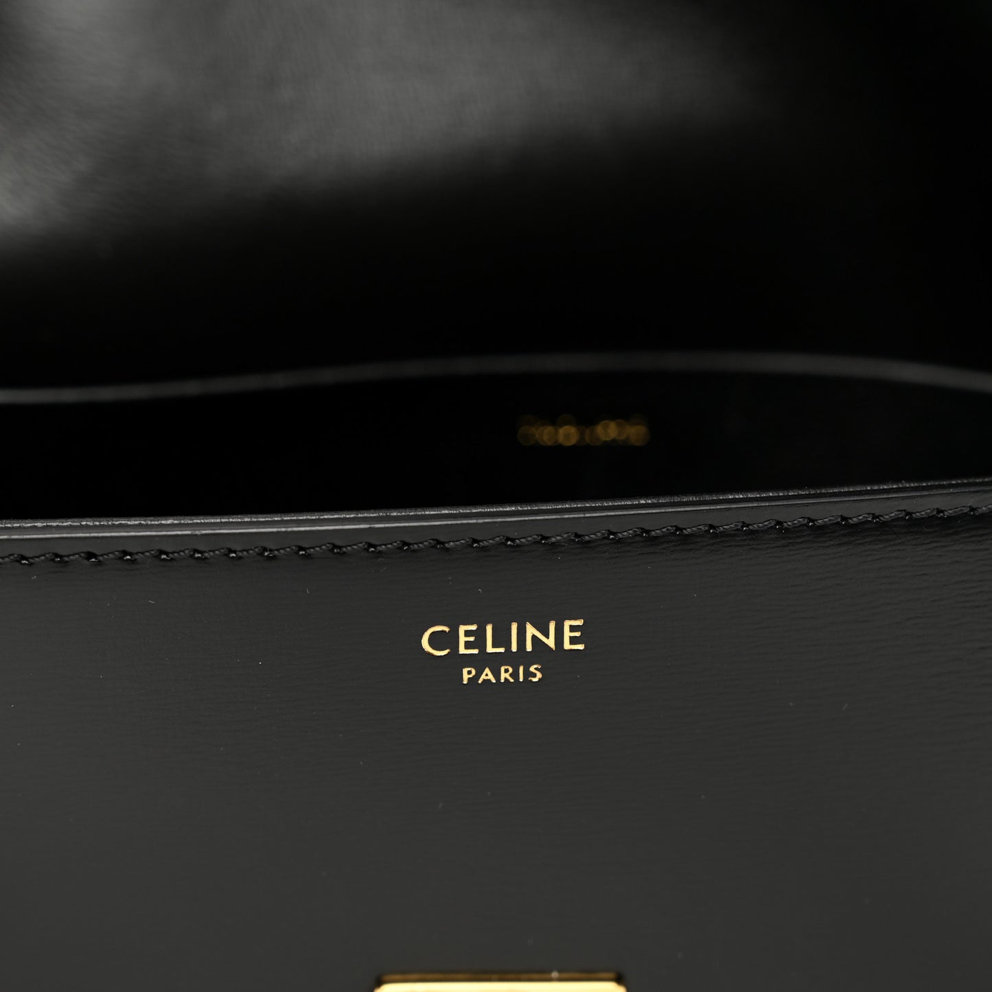 Shiny Calfskin Triomphe Shoulder Bag Black