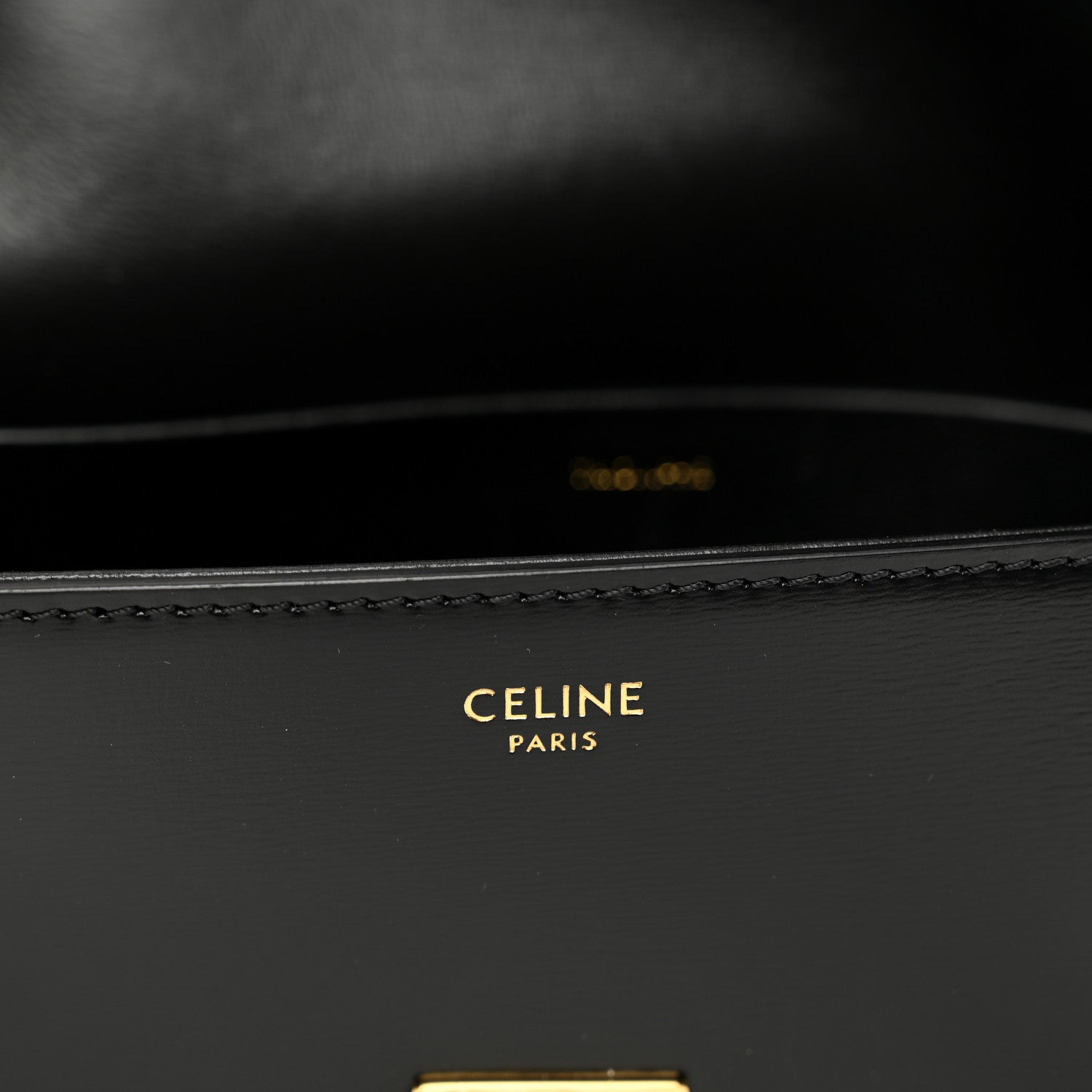 Celine Shiny Calfskin Triomphe Shoulder Bag Black 8 of 10