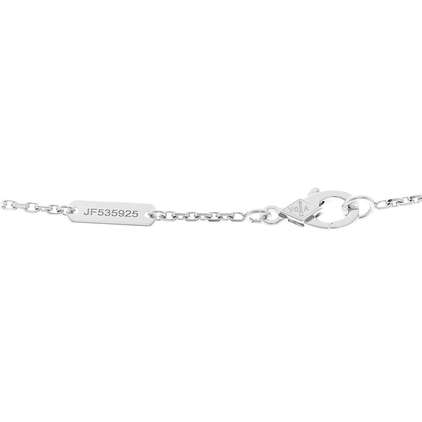 18K White Rose Gold Diamond Guilloche Vintage Alhambra Pendant Necklace