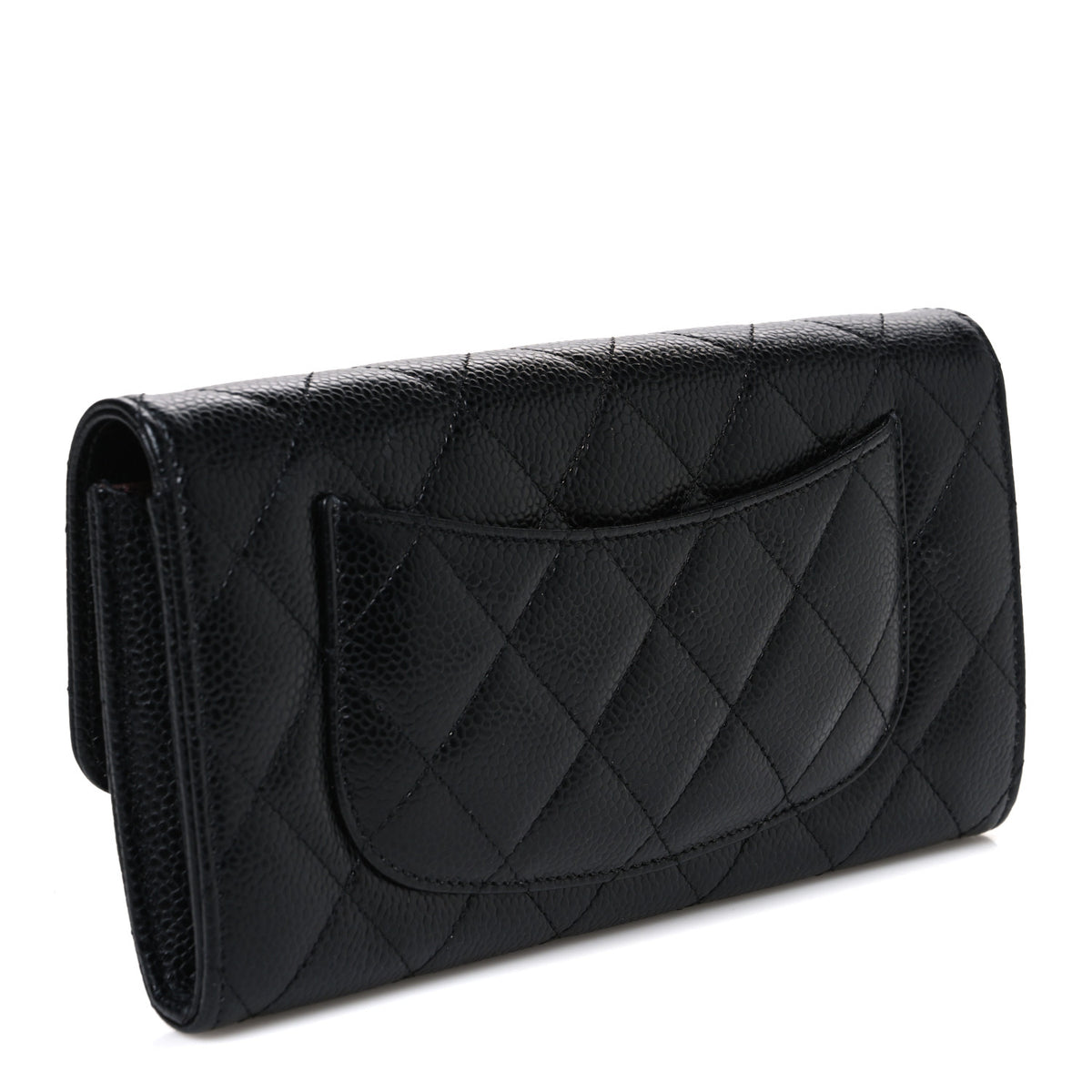 Chanel Caviar Quilted Large Gusset Flap Wallet Black 3 of 8
