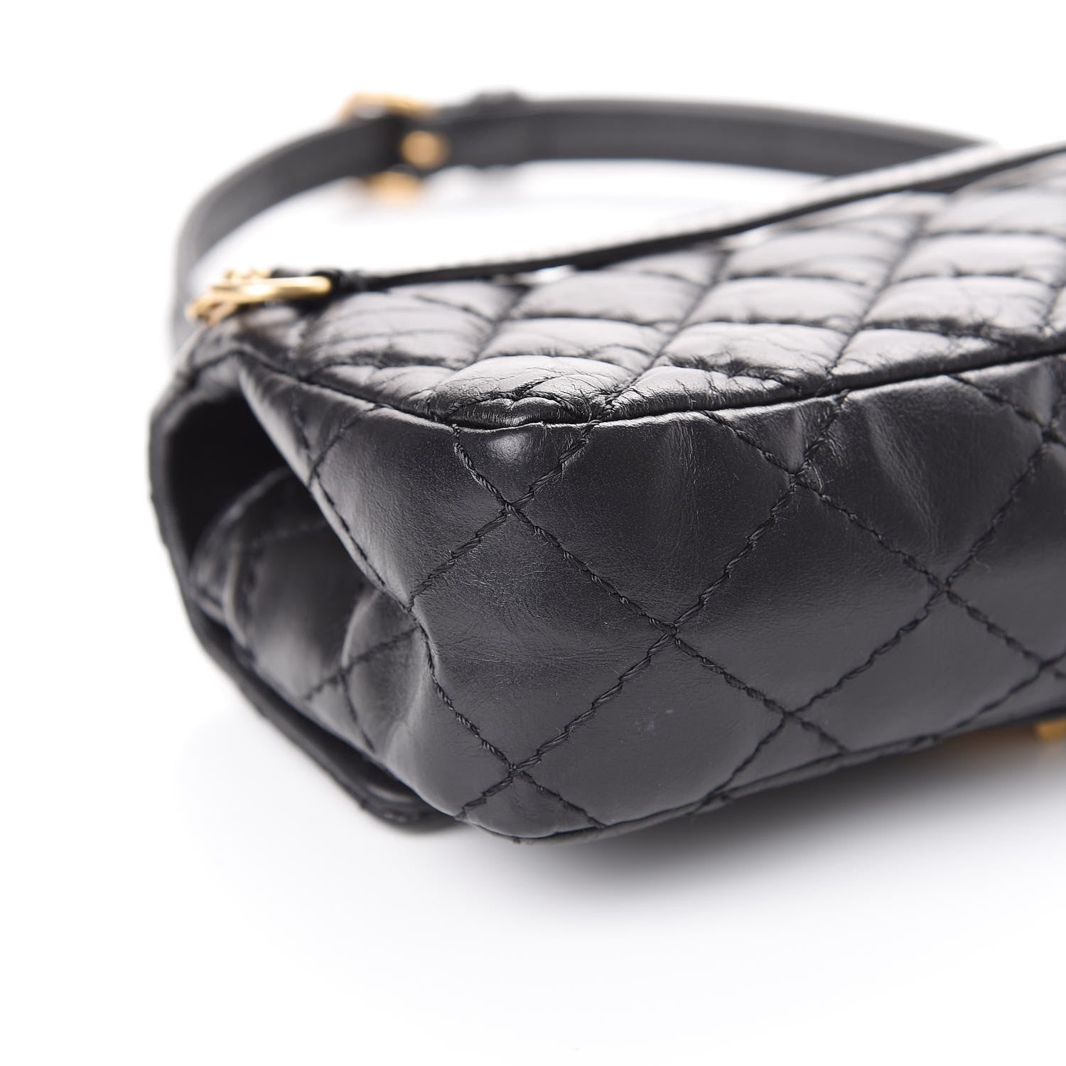 Chanel Aged Calfskin Quilted 2.55 Reissue Chain Waist Bag Black 7 of 9