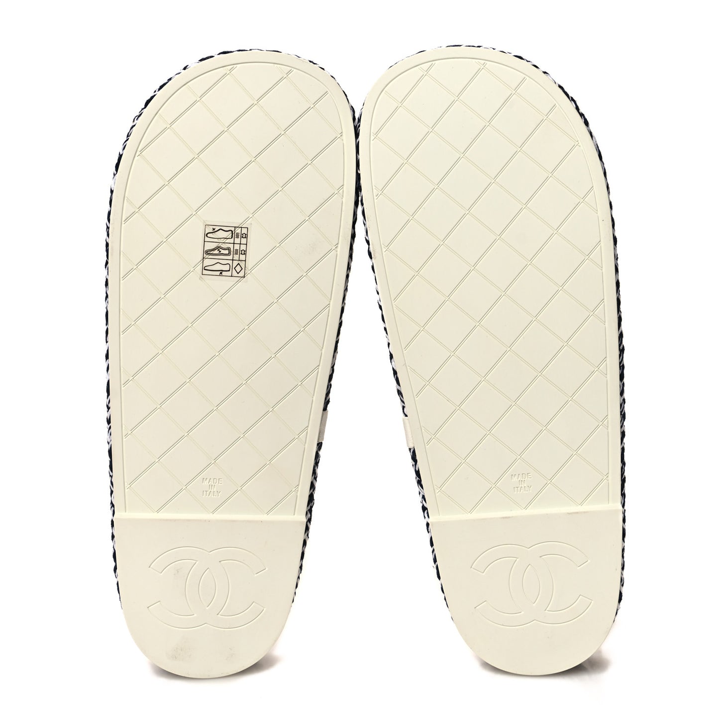 Cord Lambskin Quilted Logo Sandals 39 Black White