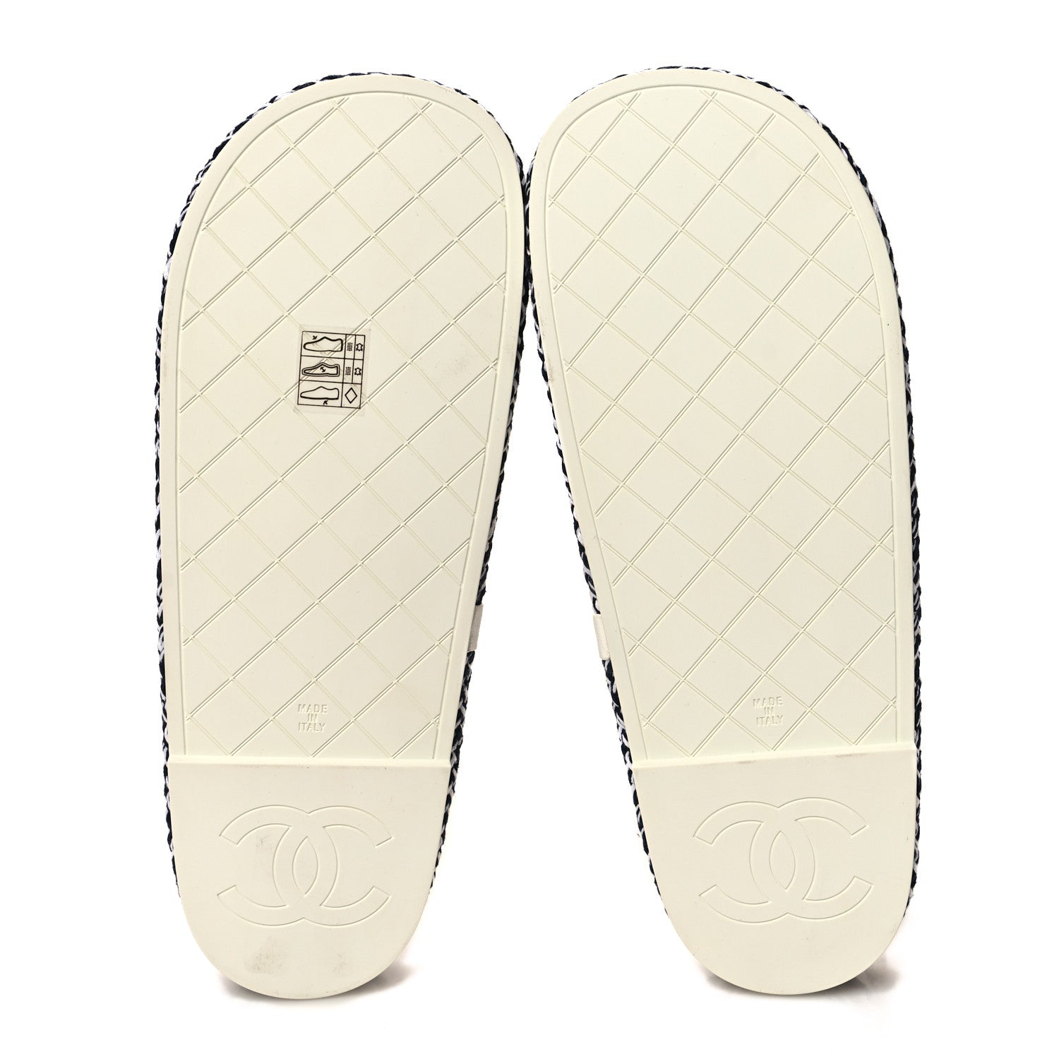 Chanel Cord Lambskin Quilted Logo Sandals 39 Black White 5 of 8