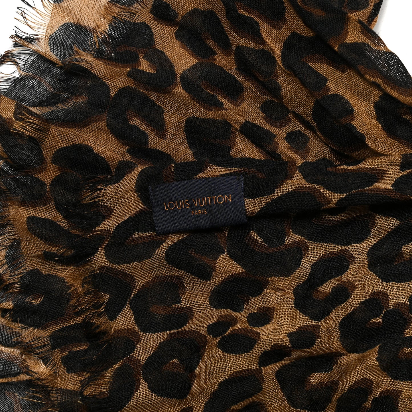 Cashmere Silk Leopard Etole Stole Marron