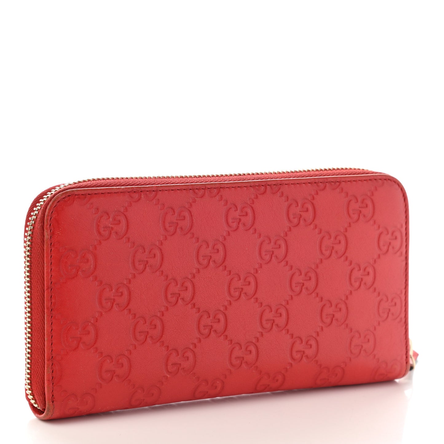 Guccissima Vitello Tender Zip Around Wallet Sporting Red