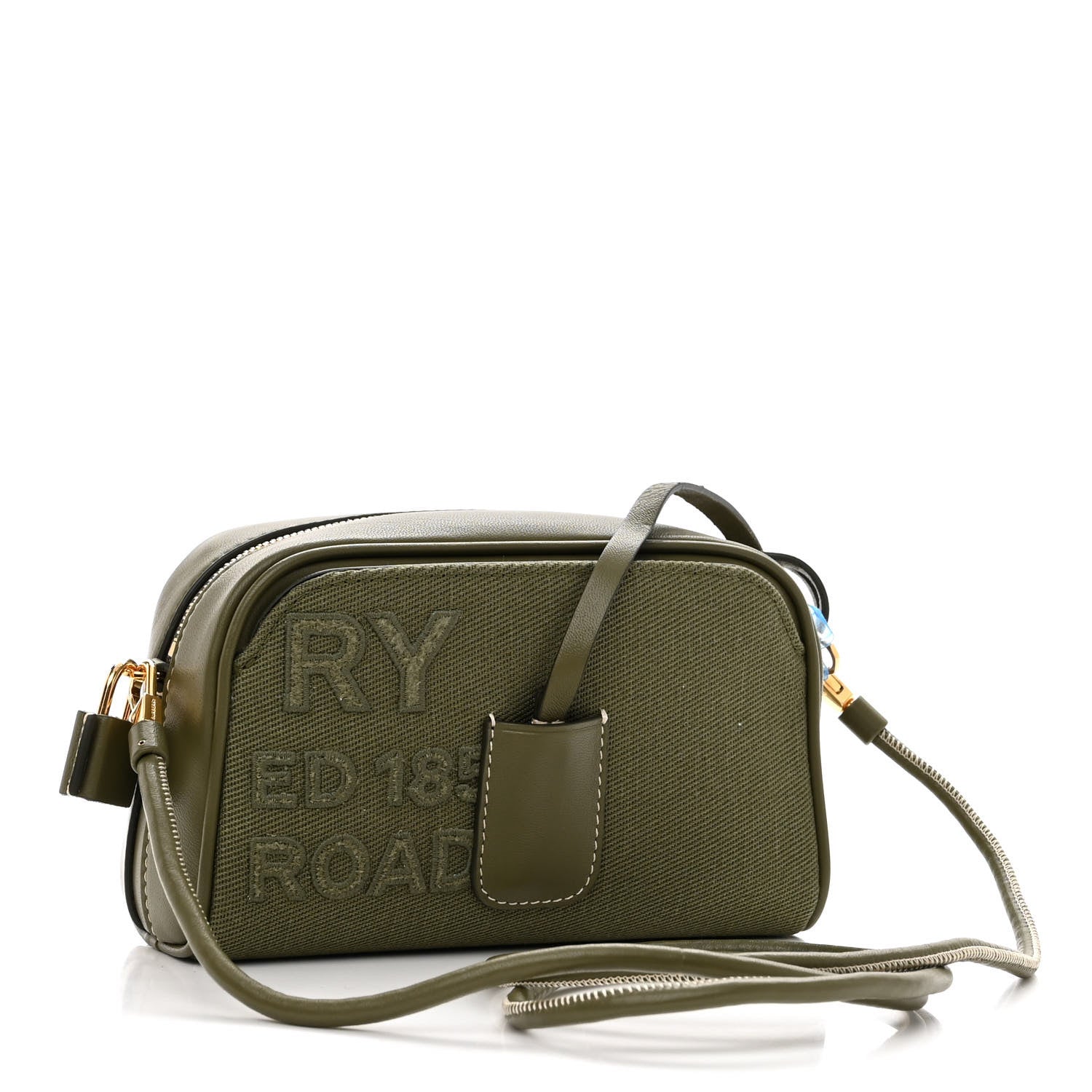 Burberry Cotton Canvas Horseferry Print Small Half Cube Crossbody Bag Dark Fern Green 3 of 10