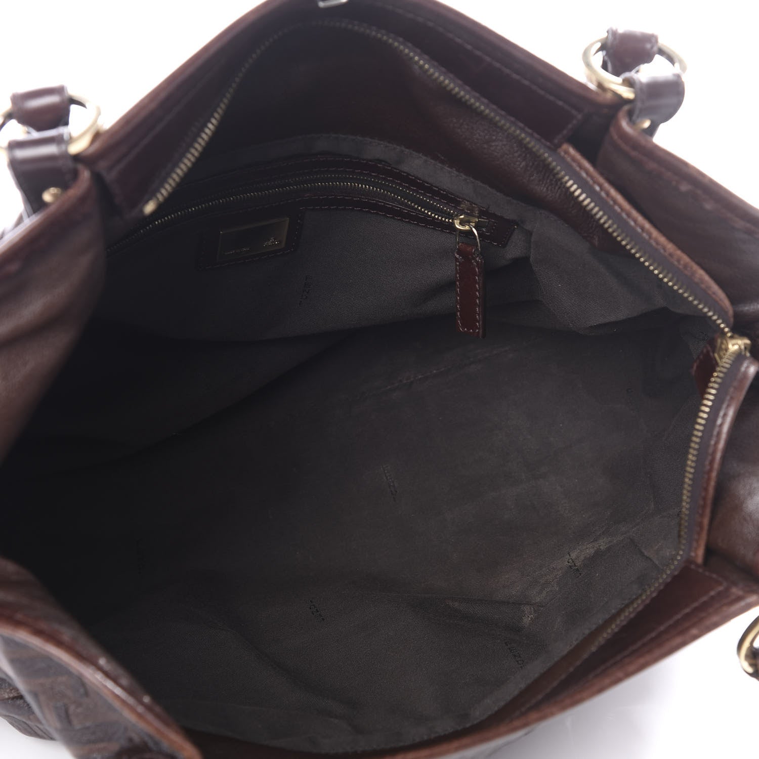 Fendi Vitello Bottalato FF Embossed Large Chef Shopper Tote Chocolate 4 of 11