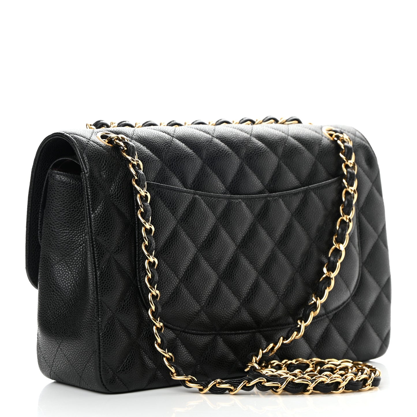 Caviar Quilted Jumbo Double Flap Black