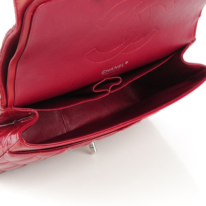 Chanel Patent Quilted Jumbo Double Flap Dark Red 7 of 8