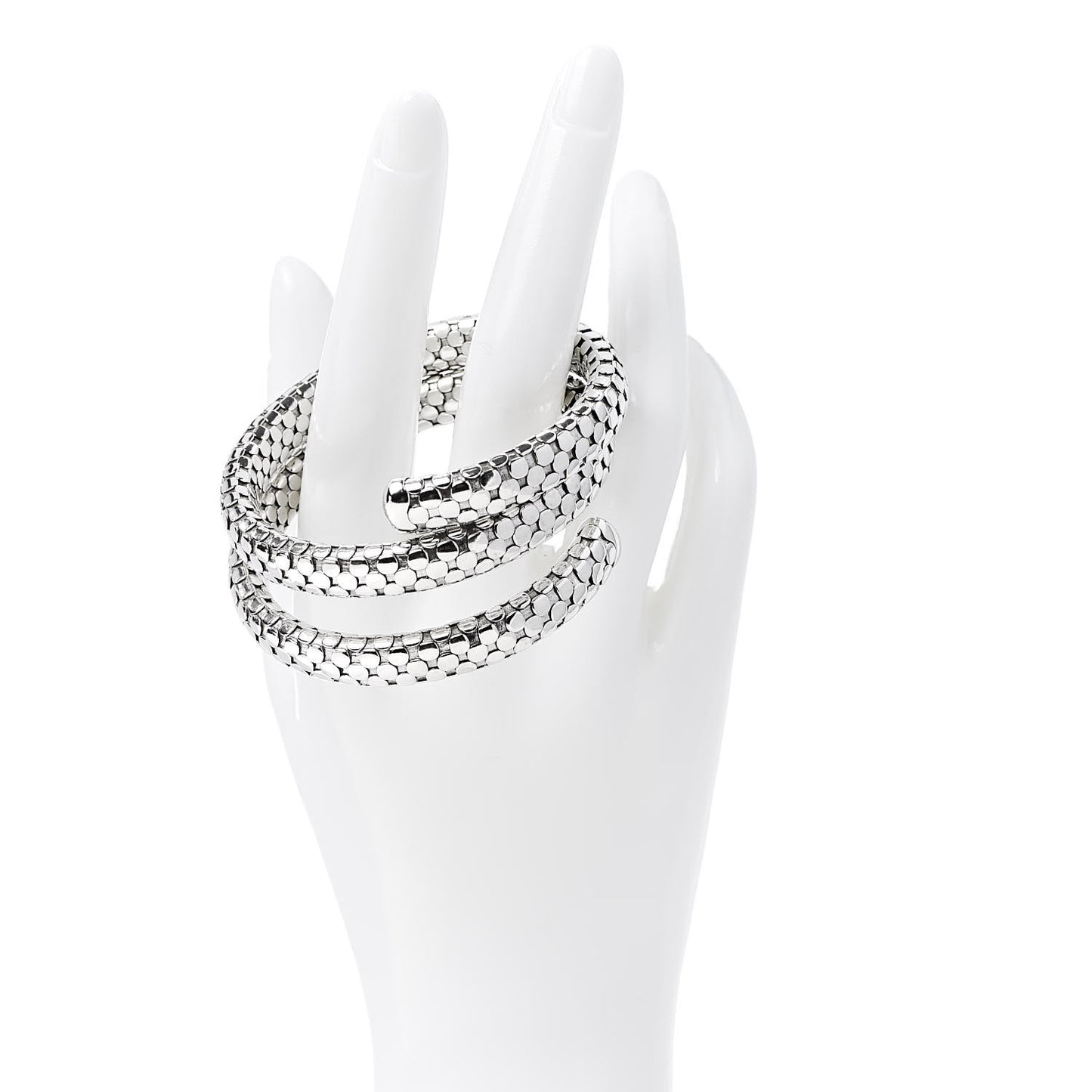 Sterling Silver Dot Double Coil Bracelet