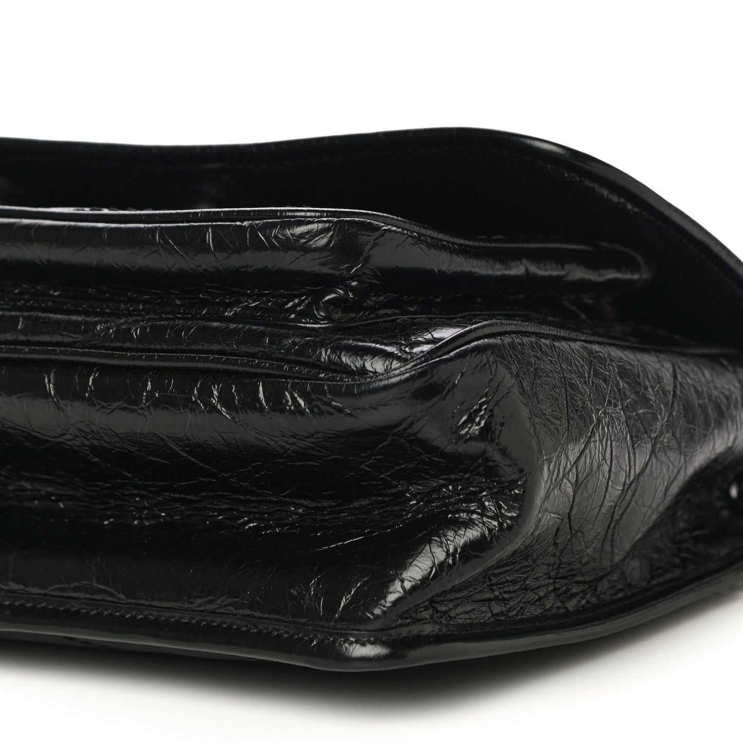 Crinkled Calfskin Matelasse Monogram Medium Niki Chain Satchel Black