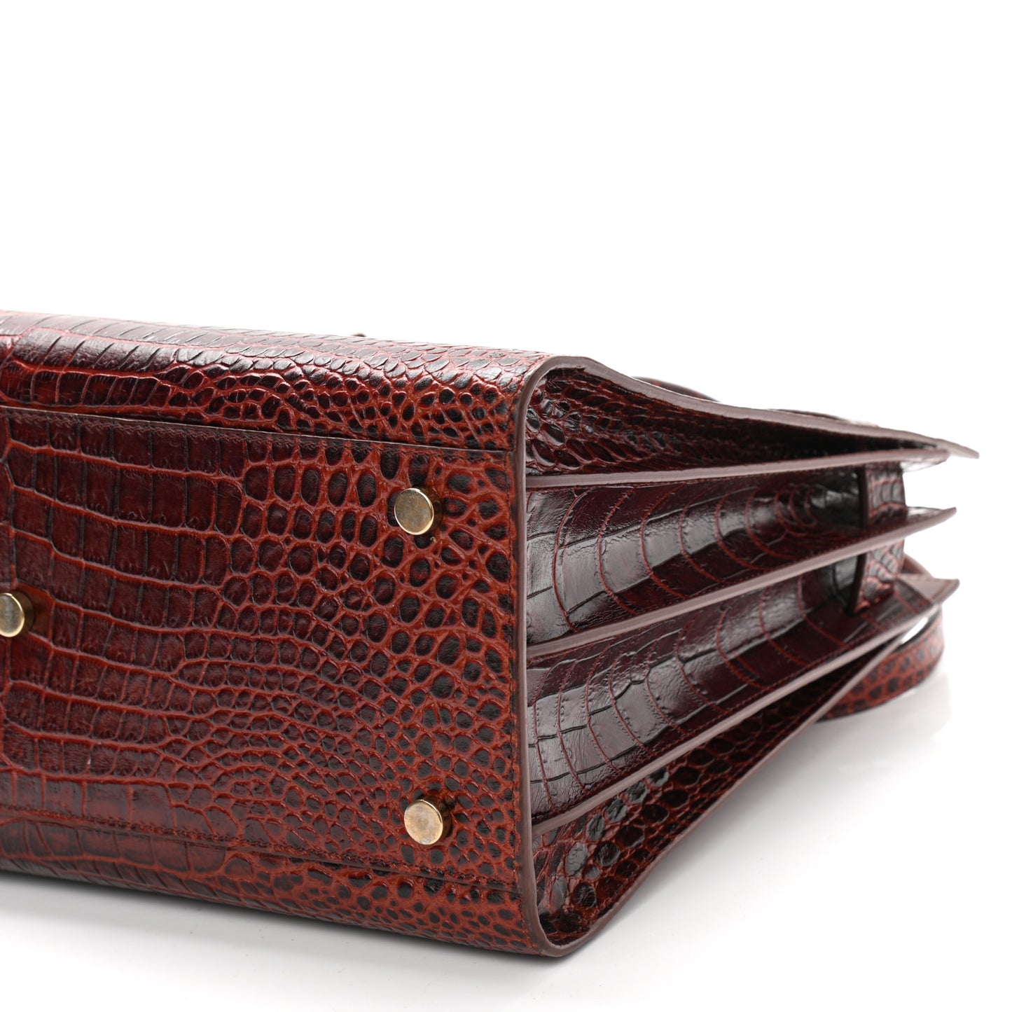 Calfskin Crocodile Embossed Small Sac de Jour Dark Blood