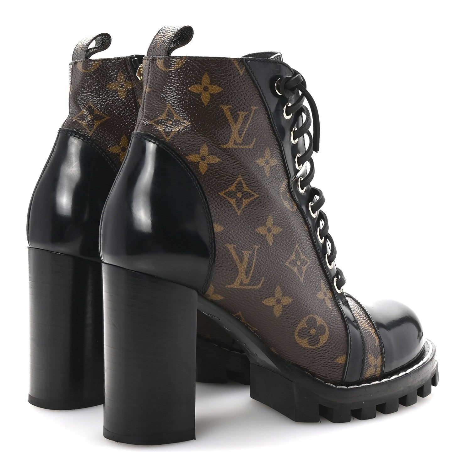 Louis Vuitton Patent Calfskin Monogram Star Trail Ankle Boots 38 Black 5 of 7