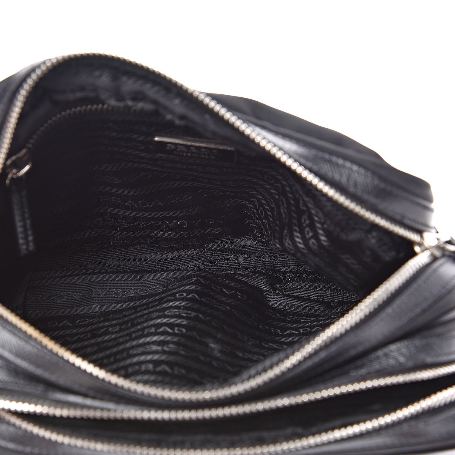 Prada Tessuto Nylon Saffiano Shoulder Bag Black Cuoio 5 of 12