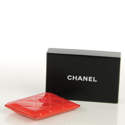 Chanel Patent Quilted Card Holder Case Dark Pink 3 of 7
