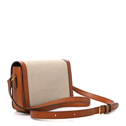 Celine Textile Natural Calfskin Teen Triomphe White Tan 3 of 13