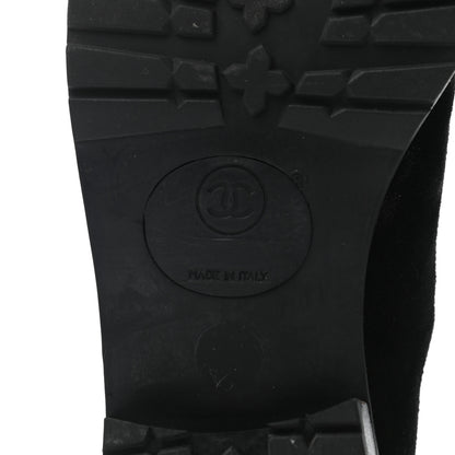 Chanel Suede CC Lace Up Ankle Boots 36.5 Black 6 of 7