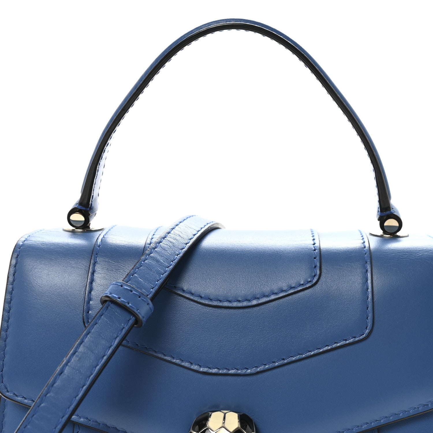 Bulgari Calfskin Serpenti Forever Top Handle Blue 8 of 10