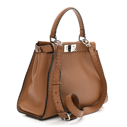 Fendi Cuoio Romano Selleria Bi-Color Medium Peekaboo Iconic Satchel Mou Deserto 3 of 11