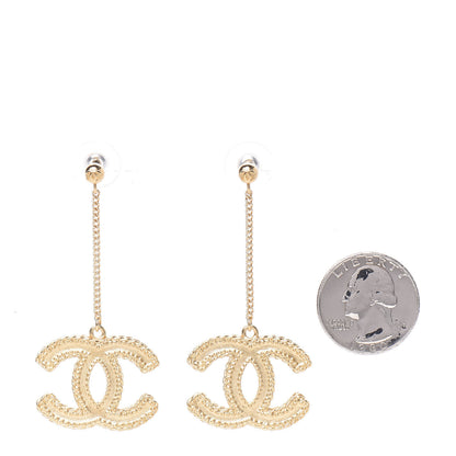 Chanel CC Drop Earrings Matte Gold 2 of 4