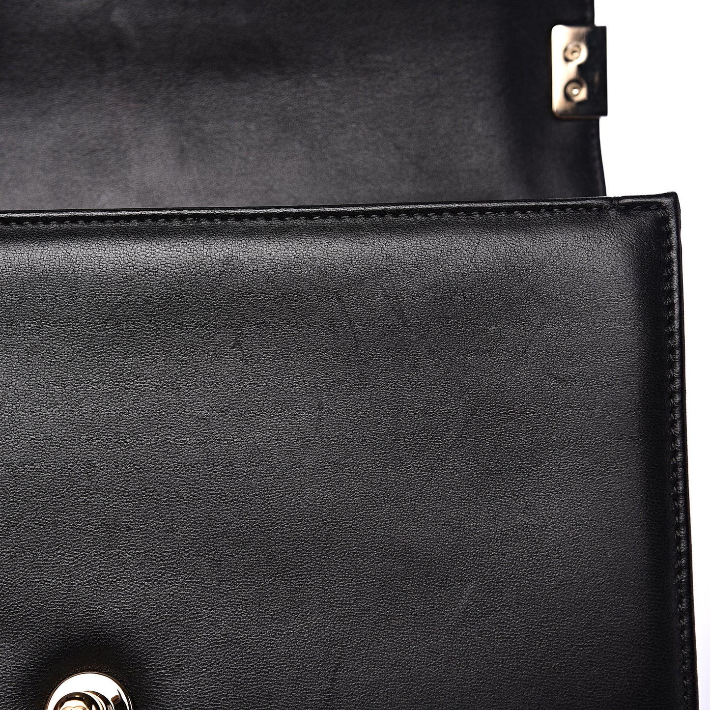 Calfskin Chevron Quilted Medium Boy Flap Black