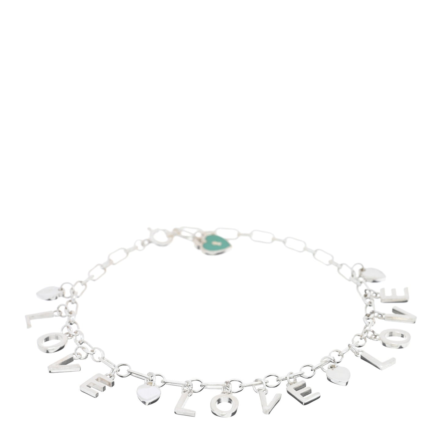 Sterling Silver Enamel Love Charm Bracelet Blue Blue