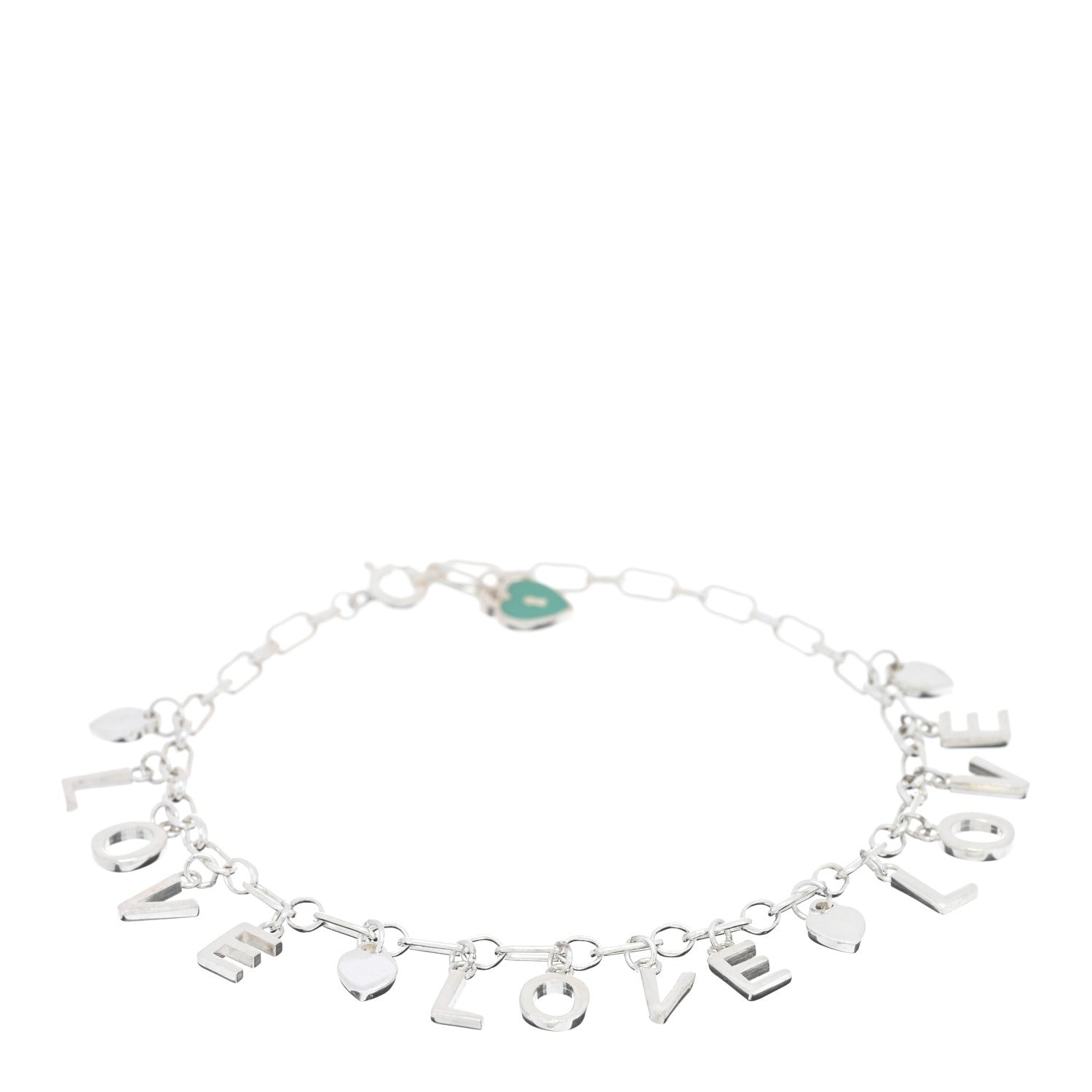 Tiffany Sterling Silver Enamel Love Charm Bracelet Blue Blue 1 of 3