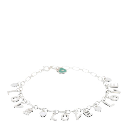 Tiffany Sterling Silver Enamel Love Charm Bracelet Blue Blue 1 of 3