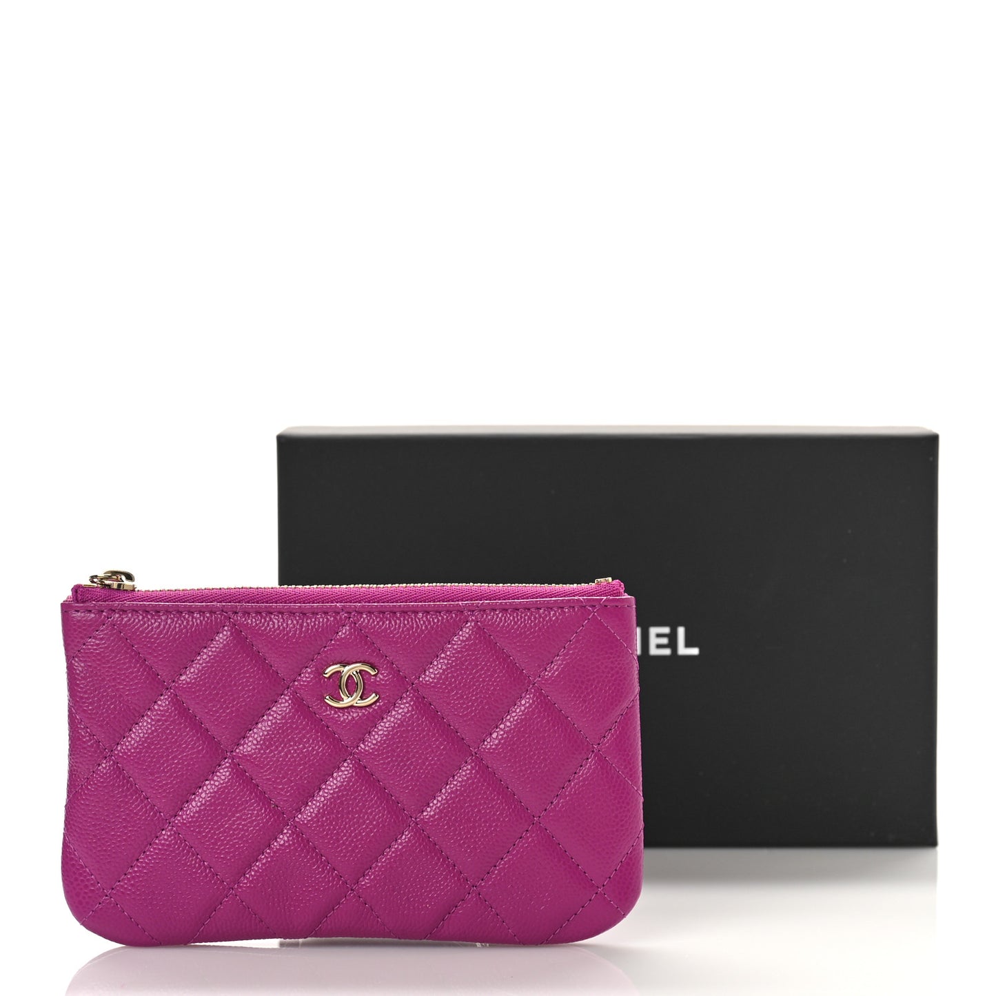 Caviar Quilted Small Cosmetic Case Purple