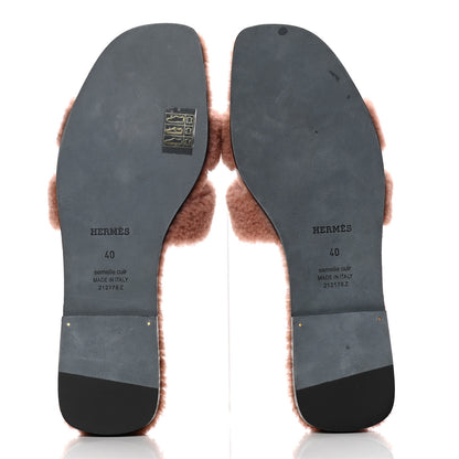 Hermes Woolskin Oran Sandals 40 Rose Aube 7 of 10