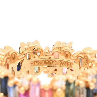 Suzanne Kalan 18K Yellow Gold Diamond Sapphire Ruby Shimmer Audrey Rainbow Eternity Band Ring 57 8 4 of 5