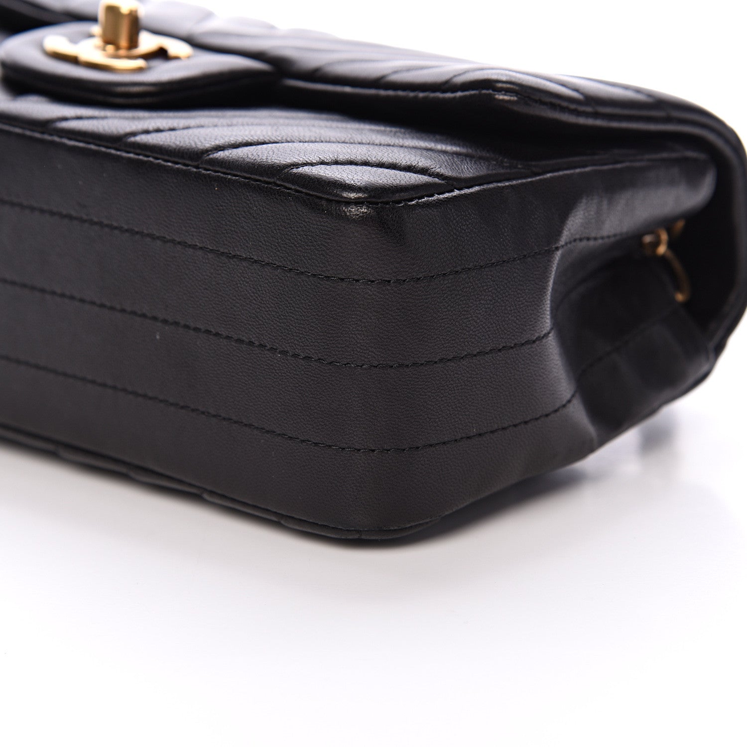 Chanel Lambskin Chevron Quilted Mini Rectangular Flap Black 9 of 15