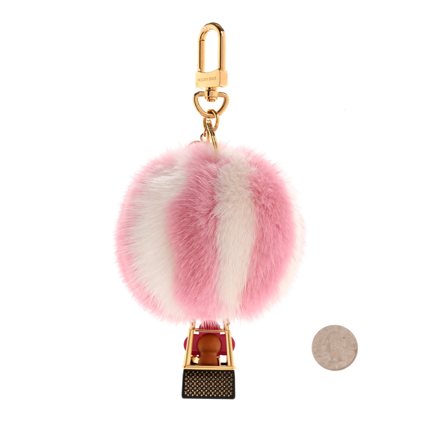 Mink Fur Vivienne Balloon Bag Charm Key Holder Pink