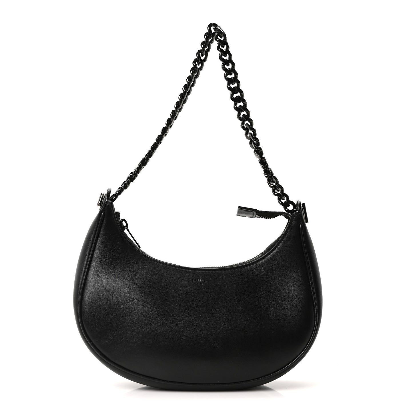 Smooth Calfskin Chain Strap Ava Shoulder Bag Black