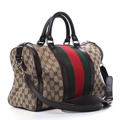 Gucci Monogram Vintage Web Medium Boston Dark Brown 3 of 11