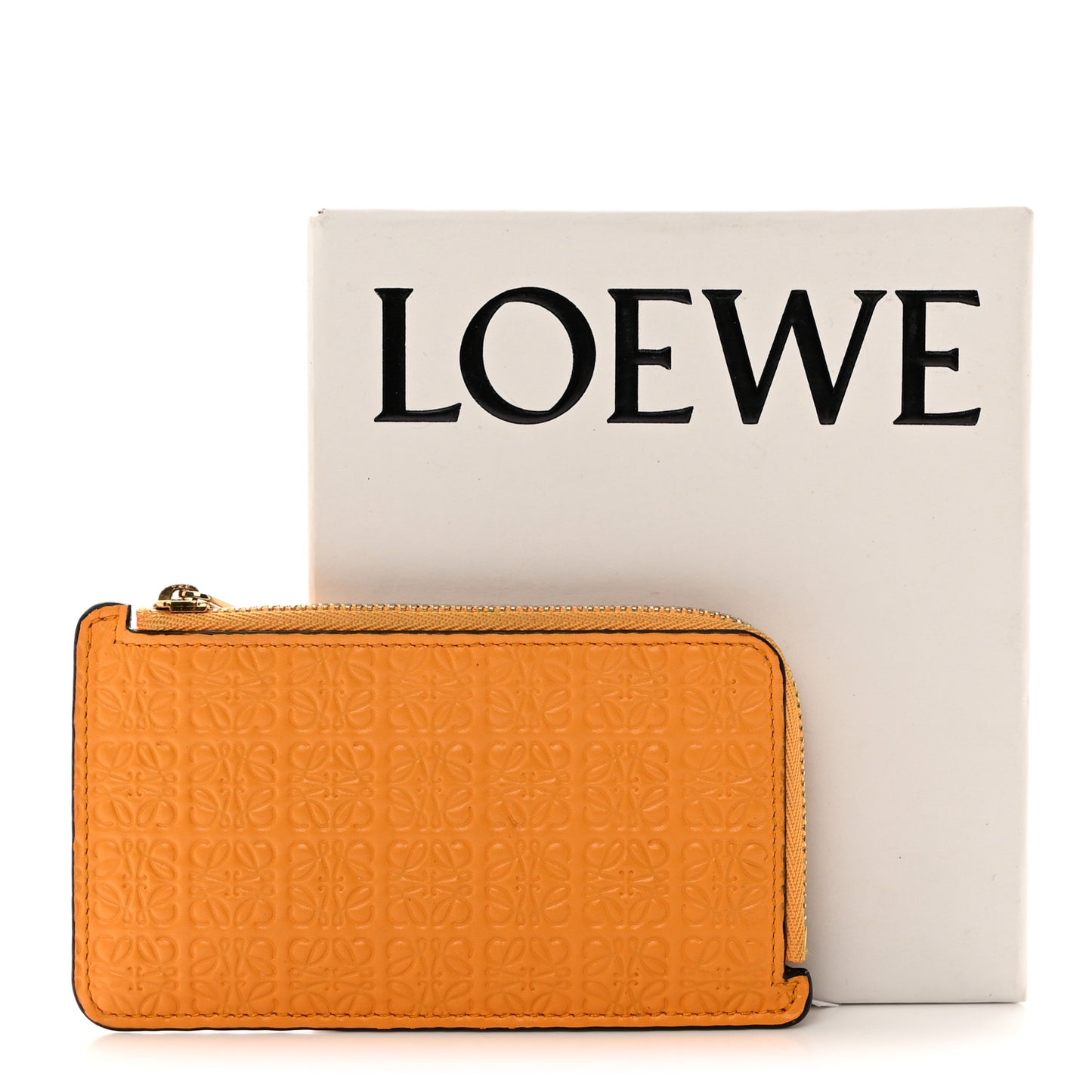 Calfskin Embossed Repeat Coin Card Holder Mandarin