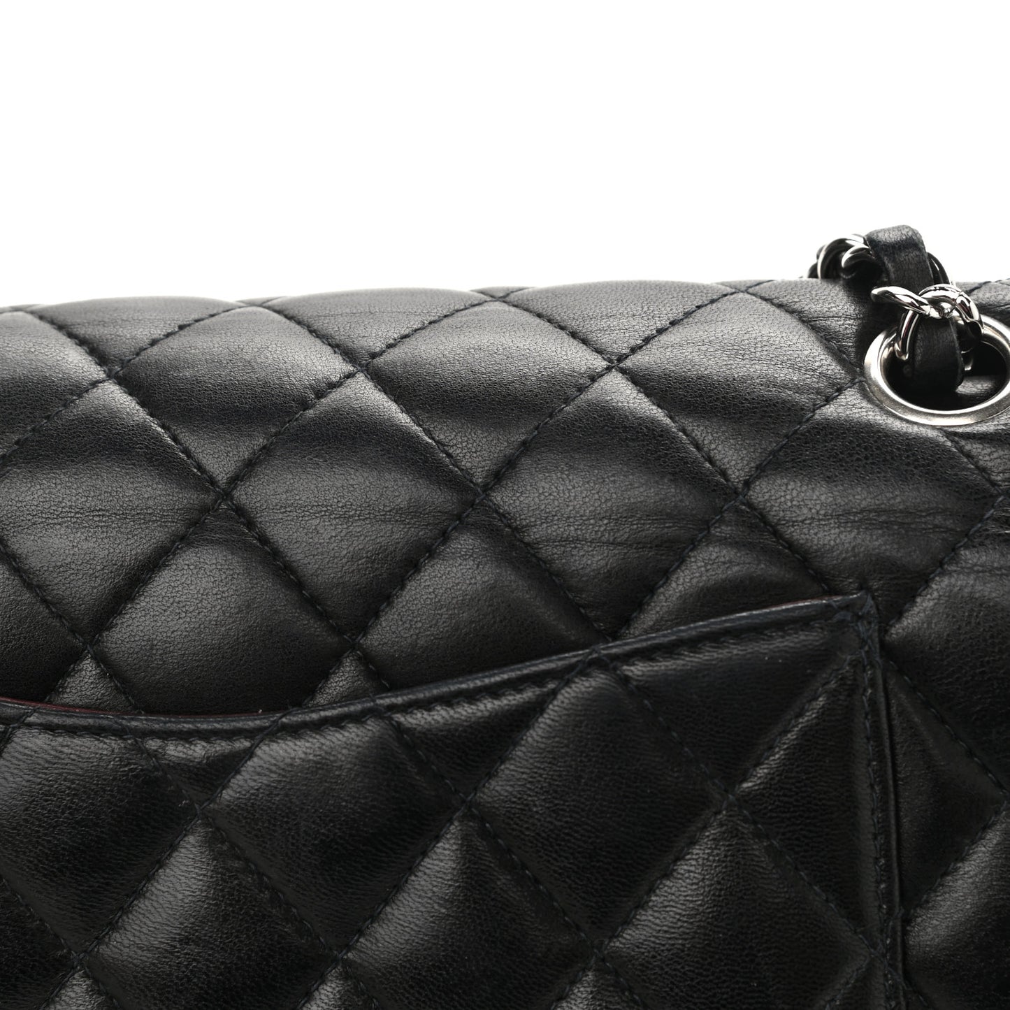 Lambskin Quilted Medium Double Flap Black
