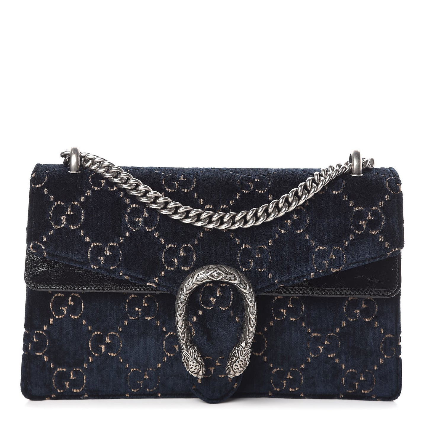 Velvet Skipper GG Monogram Small Dionysus Shoulder Bag Blue Beige Black
