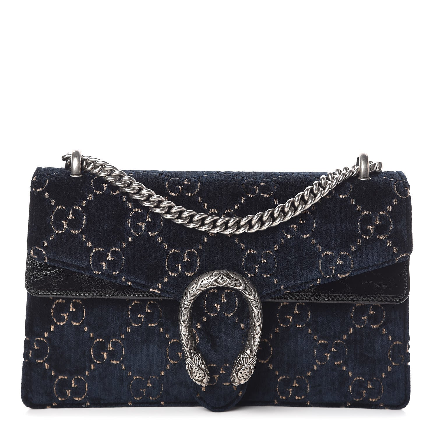 Gucci Velvet Skipper GG Monogram Small Dionysus Shoulder Bag Blue Beige Black 1 of 11