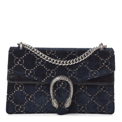 Gucci Velvet Skipper GG Monogram Small Dionysus Shoulder Bag Blue Beige Black 1 of 11