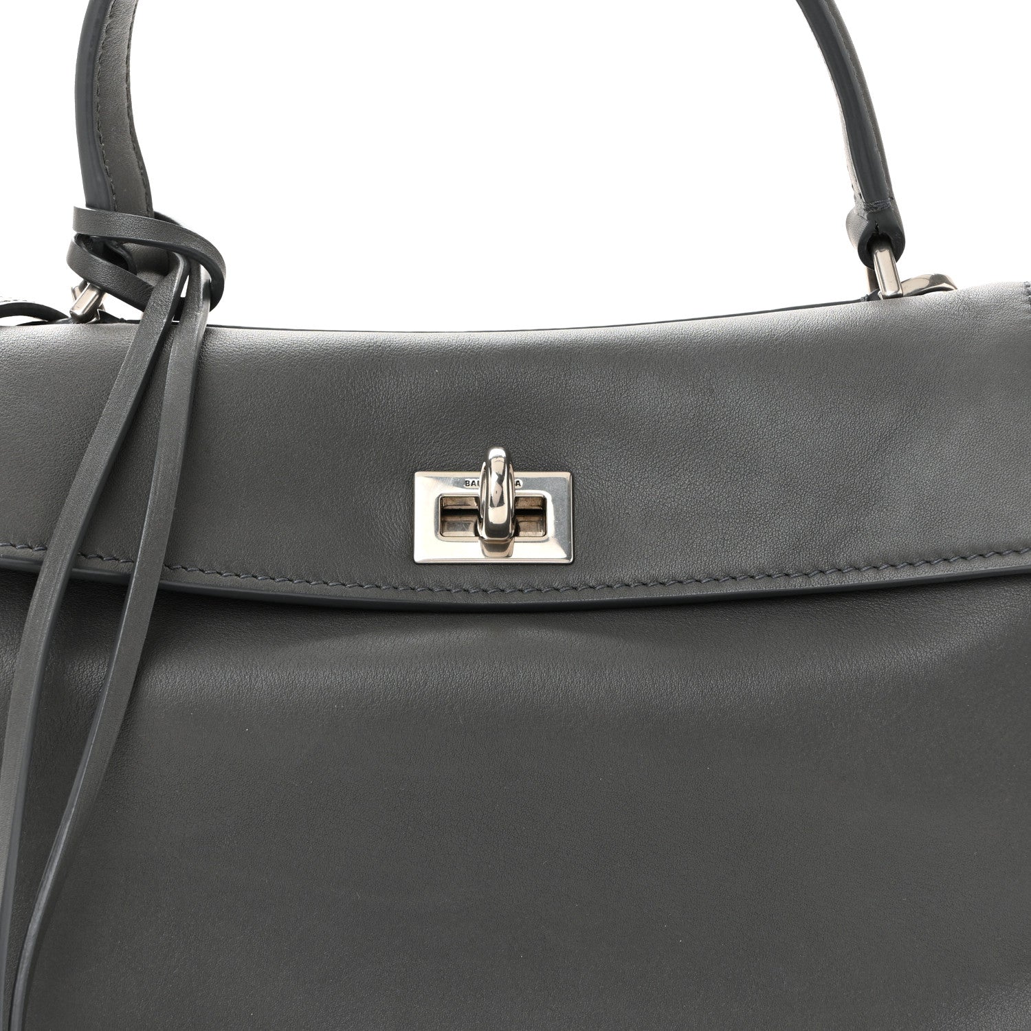 Balenciaga Natural Smooth Calfskin Mini Rodeo Top Handle Handbag Grey 8 of 12