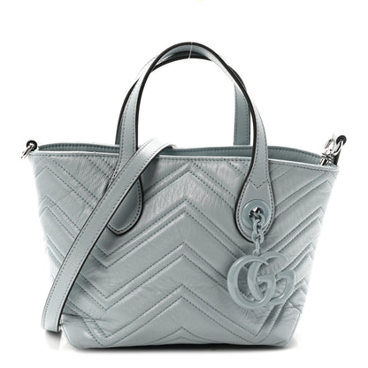 Gucci Nappa Chevron Matelasse Small GG Marmont Tote Bag Icy Blue 1 of 10