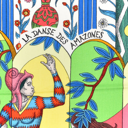 Hermes Cashmere Silk La Danse Des Amazones Shawl 140 Rouge Vert Multicolor 2 of 6