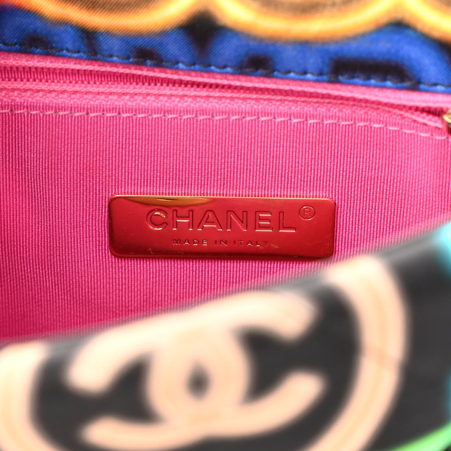 Fabric Printed Medium Chanel 19 Flap Black Multicolor